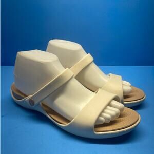 CROC Beige 2 Strap Spa, Pool, Comfortable SANDALS Flip Flop Women Size 10